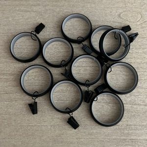 Pottery Barn Cast Iron Black Quiet Glide Curtain Clip Rings Large 1.25”